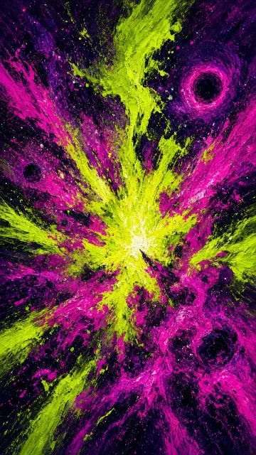 Cosmic Universe image example: Neon Green Cosmic Big Bang Abstract Illustration