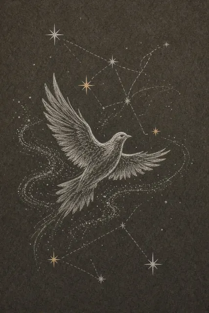 Particle Effect image example: Minimalist Silver Particle Flying Dove Illustration