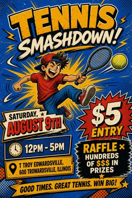 Cartoon Poster image example: American Cartoon Graffiti Tennis Tournament Poster