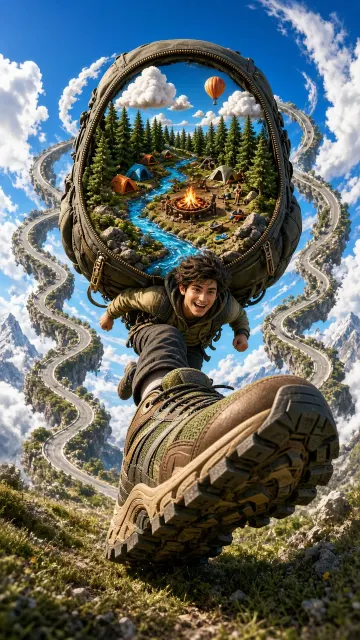Commercial Art image example: 3D Weekend Universe Outdoor Backpack Poster