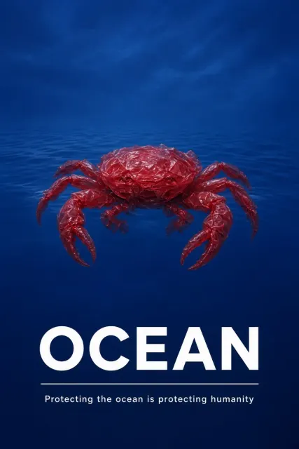 Deep Ultramarine Plastic Sea Crab Poster