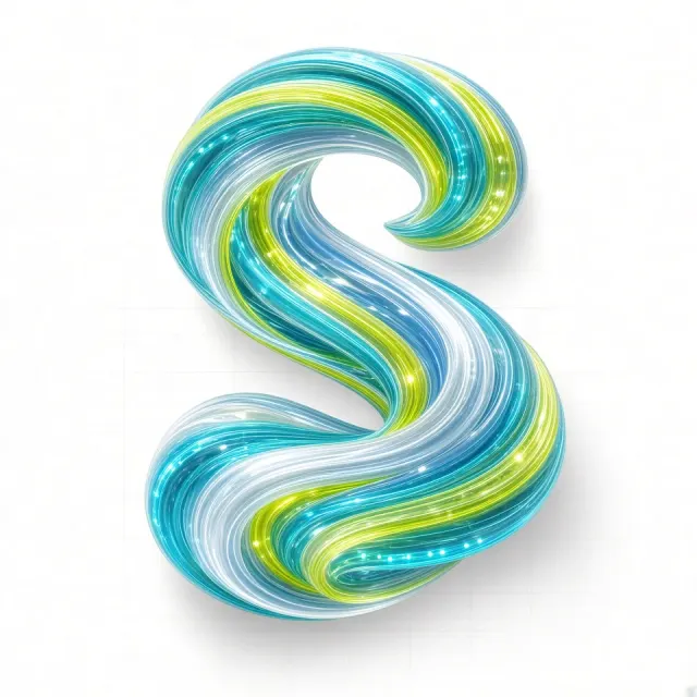 3D Futuristic Glowing Ribbon Typography