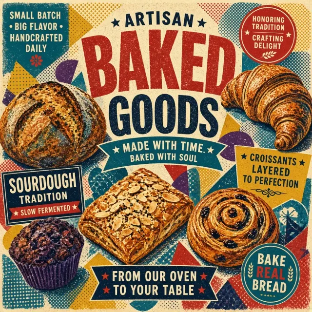Screenprint Halftone Bakery Food Poster