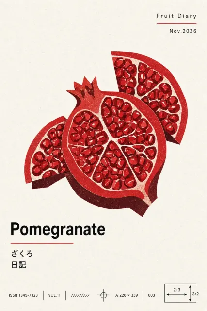 Japanese Minimalist Red Pomegranate Poster