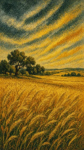 Autumn image example: Abstract Expressionist Autumn Wheat Field