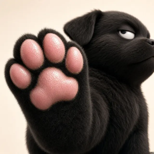 Macro Black Puppy Paw Pad Close-Up