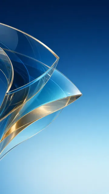 Geometric Shapes image example: Futuristic Cyan Glass Geometric Architecture