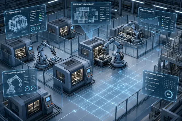 Isometric image example: 3D Render of a Futuristic Smart Manufacturing Facility