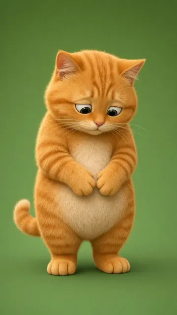 Chubby Anthropomorphic Orange Tabby Illustration