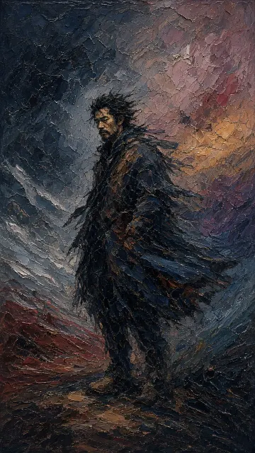 Expressive Impasto Oil Portrait of a Rugged Man