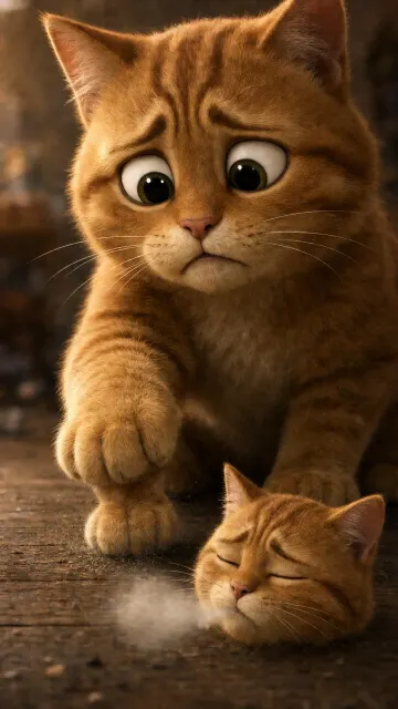 Anthropomorphic image example: Anthropomorphic Cat Paw Tapping Animation