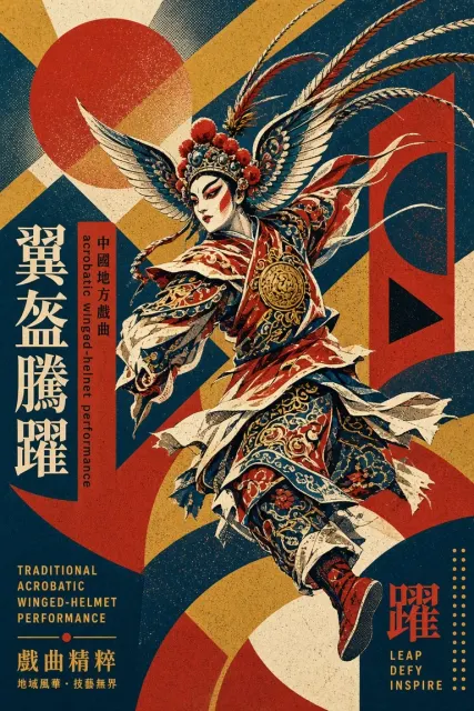 Silkscreen Print Opera Winged Hat Performance Poster