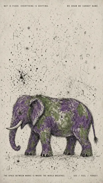 Art Brut image example: Art Brut Primitive Elephant Abstract Illustration