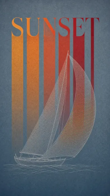 Maritime image example: Minimalist Sunset Sailboat Typographic Poster
