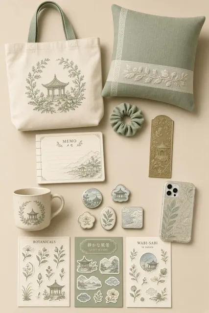 Mint Green and Cream Botanical Stationery Set