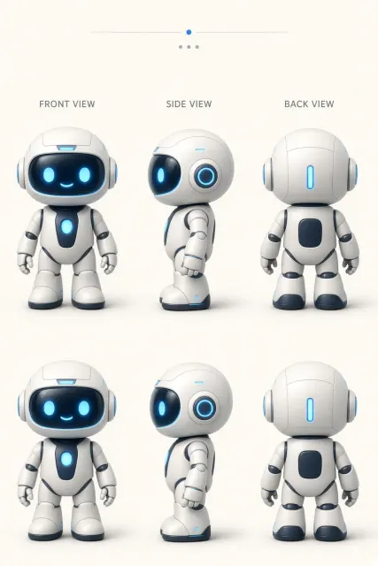 Futuristic Tech image example: Futuristic AI Smart Glasses Mascot Character Sheet