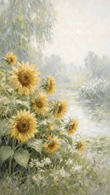 Botanicals & Flowers image example: Monet-Style Sunflower Oil Painting