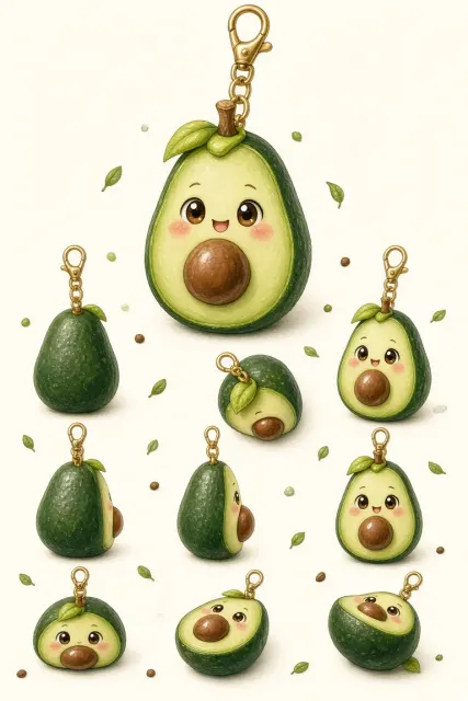 Chibi Character Design image example: Chibi Avocado Sprite Keychain Design