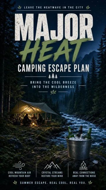 Silhouette image example: Major Heat Summer Camping Escape Poster
