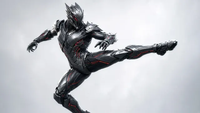 Mecha Design image example: Dark Sci-Fi Biomechanical Armor CG