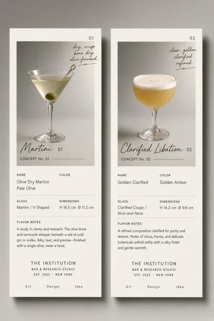Beverage image example: Craft Cocktail Menu Card Mockup