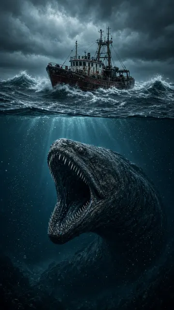 Horror image example: Deep Sea Colossus Catastrophe Scene