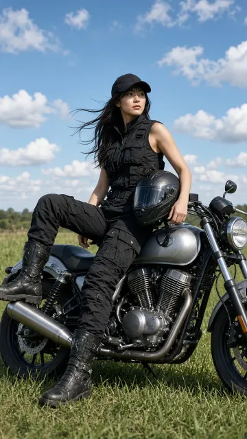 Cool Toned image example: Outdoor Motorcycle Street Style Photo