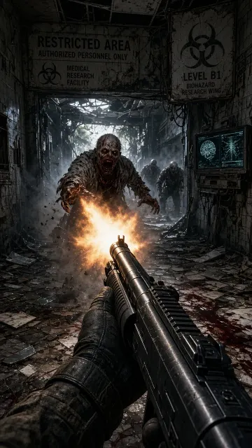 Horror image example: First-Person Post-Apocalyptic Zombie Encounter