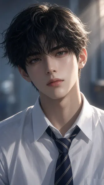 Semi-Realistic image example: Sunlit High School Boy CG Portrait