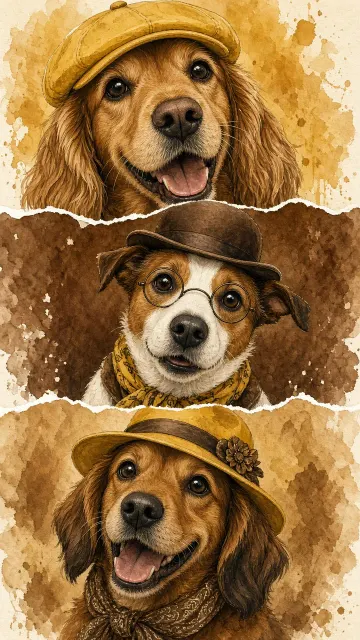Vintage Watercolor Dog Portrait Illustration