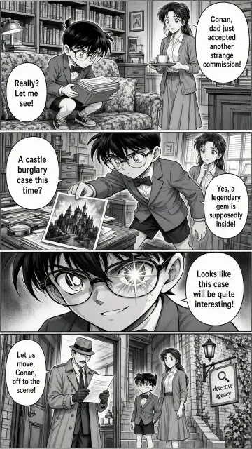 Anime Art image example: Anime Detective Mystery Manga Storyboard