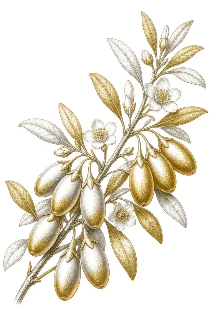 Luxury Aesthetic image example: Intaglio White Gold Goji Berry Graphic Poster