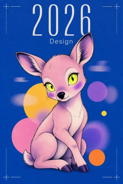 Retro Comic image example: Pop Art Anthropomorphic Fawn Neon Illustration