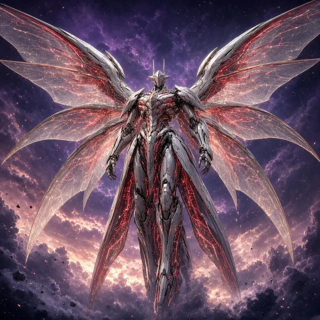 High Contrast Hard Light image example: Colossal Alloy Mecha Angel Epic Scene