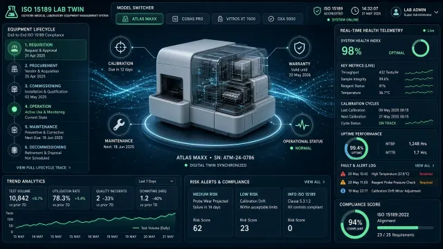Muted Morandi image example: Medical Laboratory Digital Twin Dashboard UI