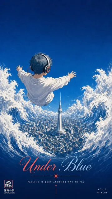 Anime Style image example: Fisheye Fall Into Cloud Sea Anime Scene