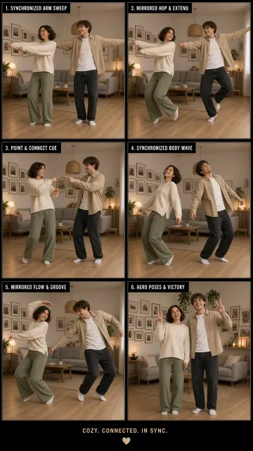 Choreography image example: Synchronized Dance Duo Living Room Storyboard