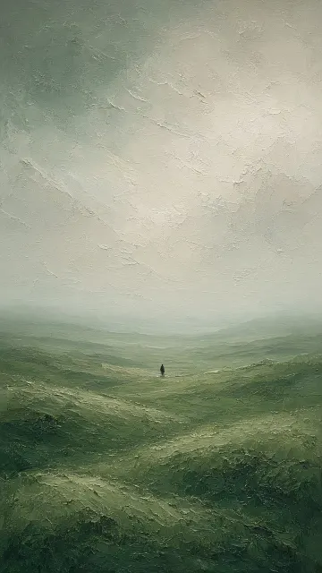 Minimalist Impasto Oil Meadow Solitude