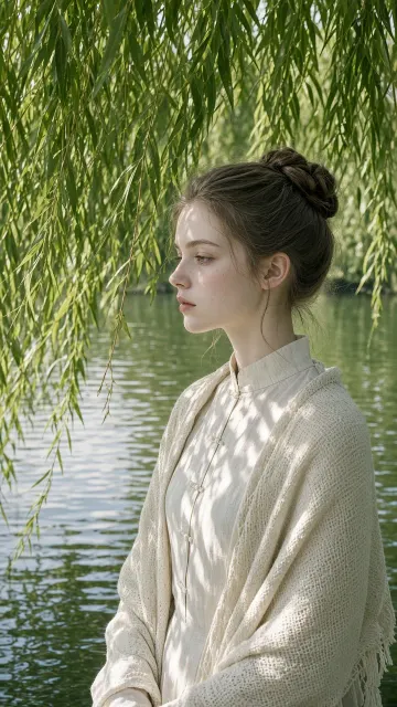 35mm Lens image example: Melancholic Maiden by Lakeside Summer Snapshot