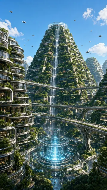 Urban image example: Futuristic Eco Floating Cityscape