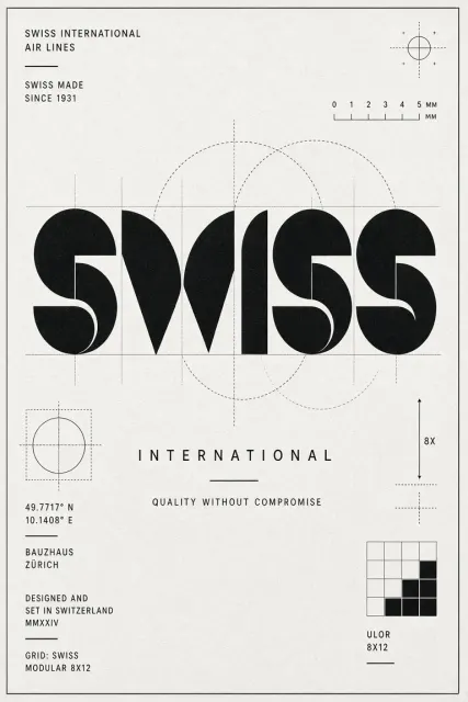 Matte Texture image example: Swiss Geometric Modernist Typographic Poster