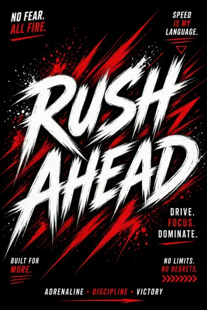 Energetic image example: Rush Ahead Dynamic Futuristic Typography
