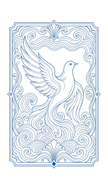 Fine-Line Blue Peace Dove Emblem Logo Design
