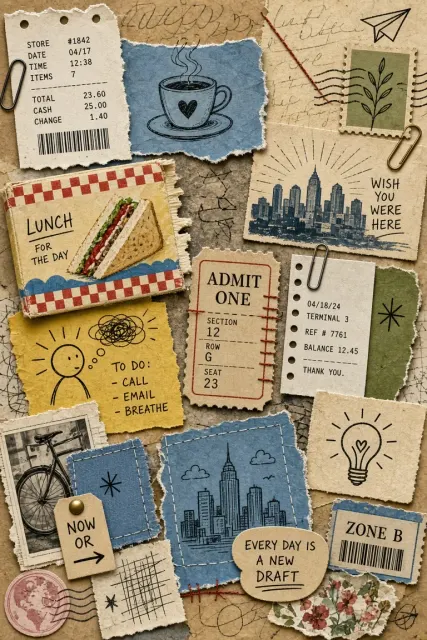Ephemera image example: Daily Life Ephemera Collage Mixed Media Art