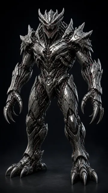 Dark Sci-Fi image example: Colossal Mecha Monster Full Front View