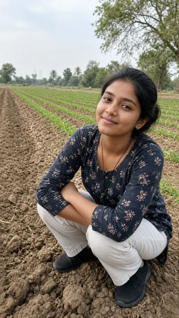 Candid Photography image example: Candid Snapshot of Young Woman in Rural Field