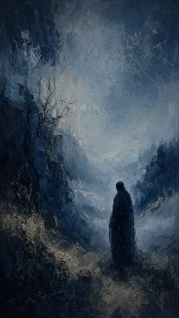 Moody Abstract Expressionist Blue Tone Illustration