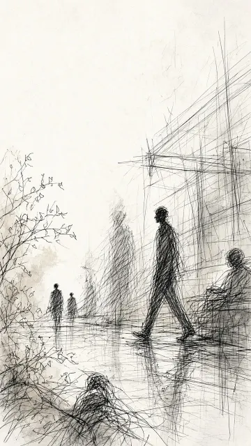 Premium Aesthetic image example: Minimalist Scribbled Line Art Abstract Silhouette