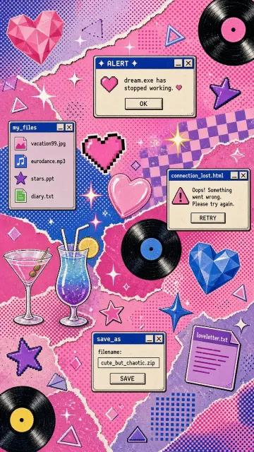 Y2K Aesthetic image example: Y2K Retro Pop Symbol Collage Background