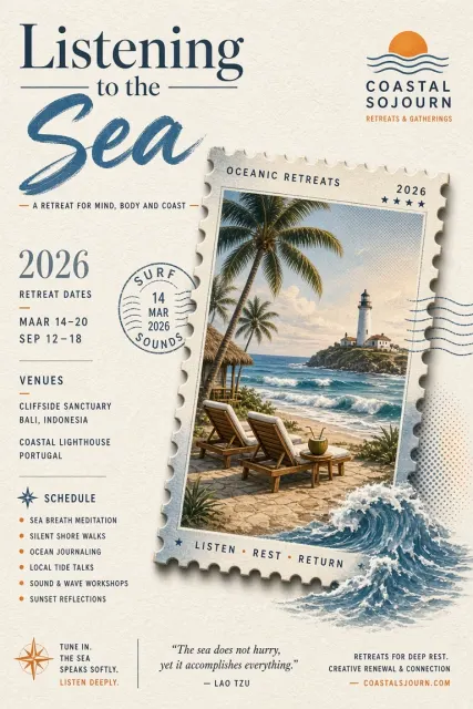 Paper Texture image example: Postage Stamp Coastal Summer Poster